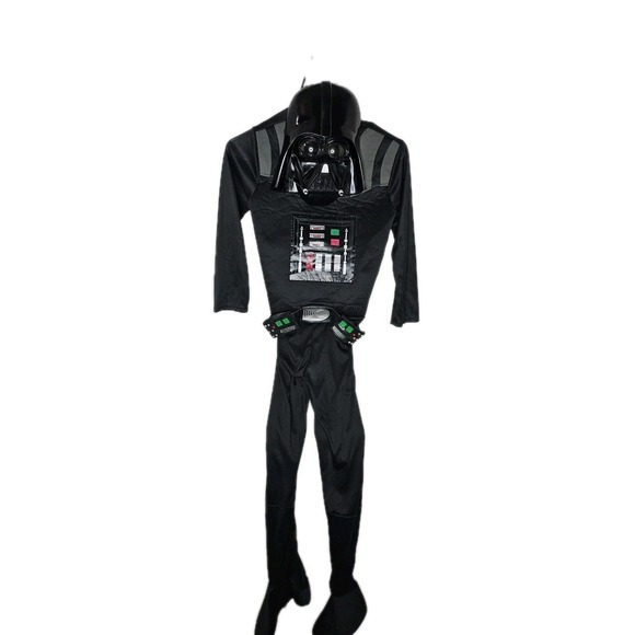 Star Wars Child's Size 7-8 Darth Vader Jumpsuit,  Belt, & Mask Halloween Costume - Picture 2 of 12